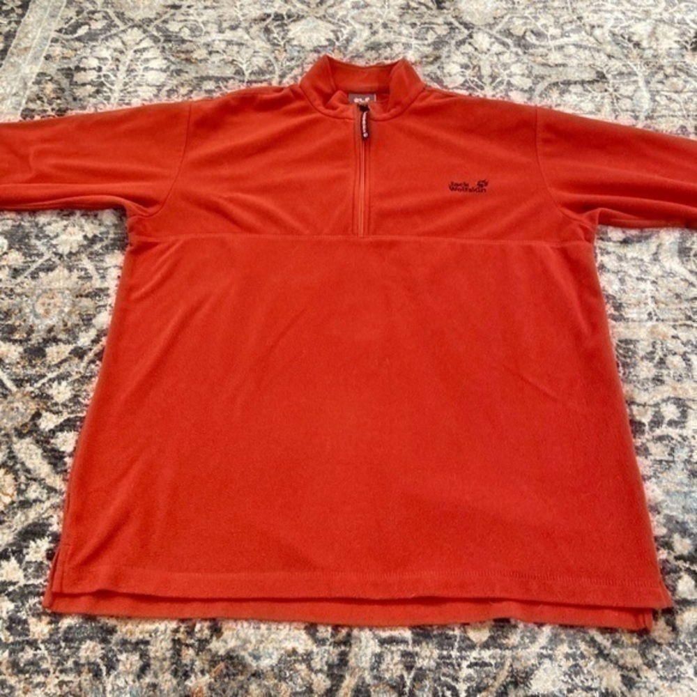 Jack Wolfskin‎ Orange Fleece 3/4 Zip Pullover Sweater - Picture 2 of 10